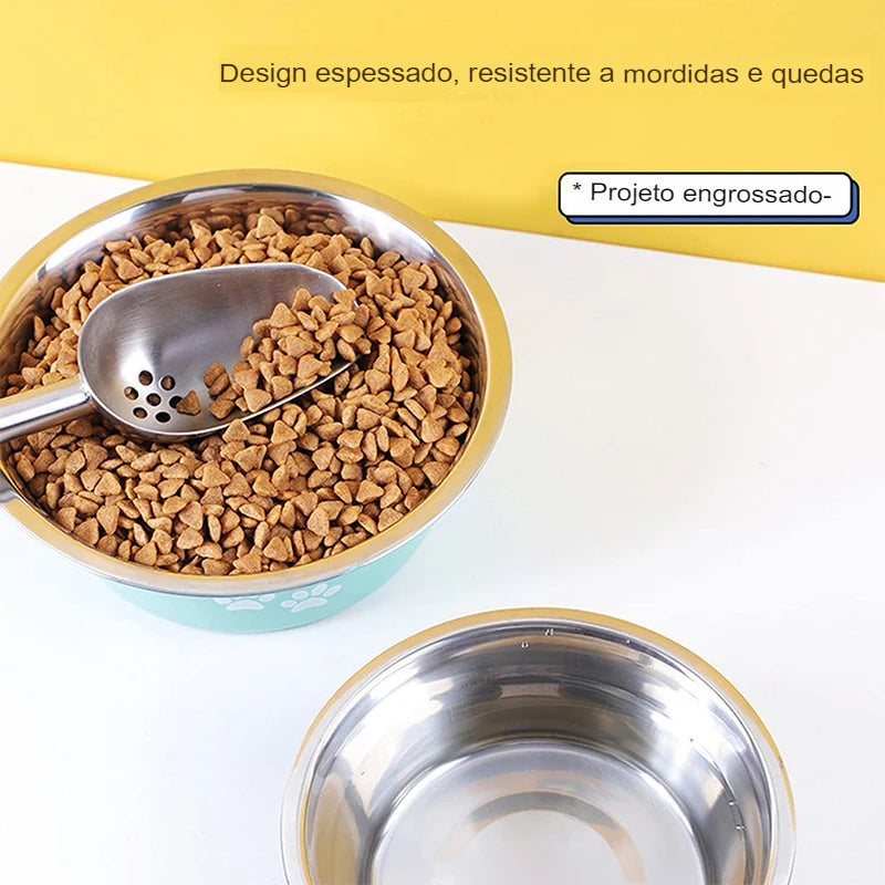 Tigela de Aço Inoxidável Para Cães e Gatos Usufruírem - (FDO)